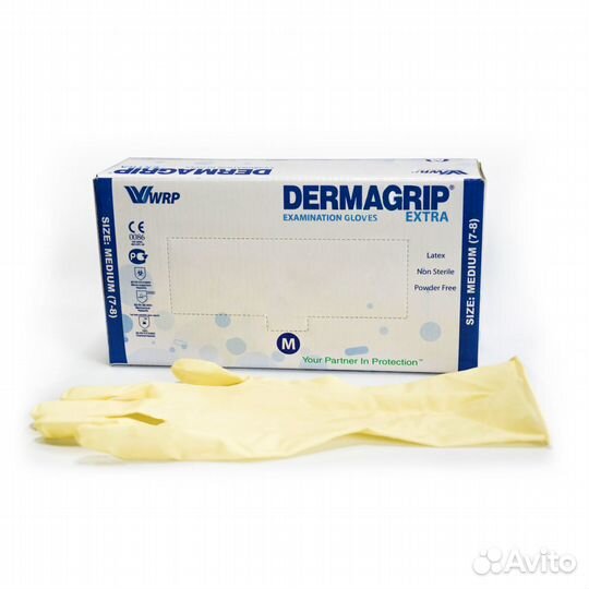Перчатки Dermagrip Extra латексные неопудренные 25
