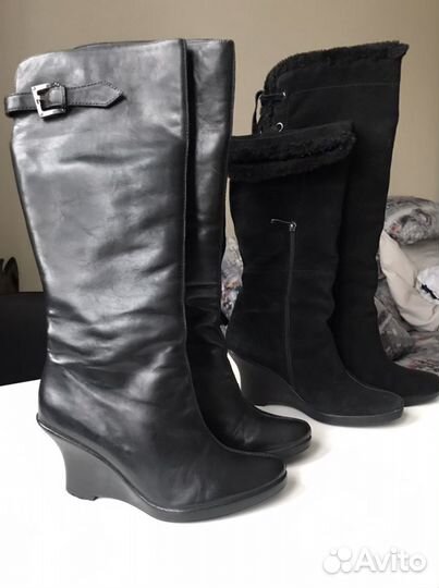 Сапоги кожа и замша зима