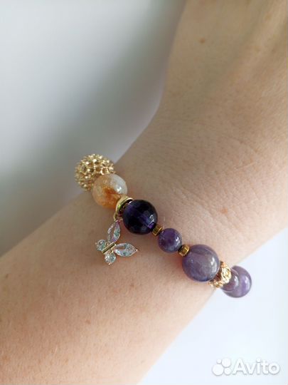 Браслет с аметистом, цитрином