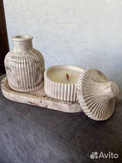 Набор из гипса с ароматической свечой