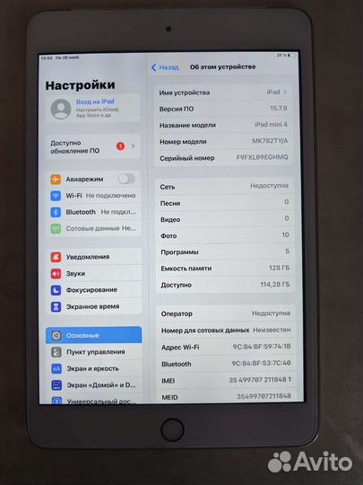 iPad mini 4 128gb cellular