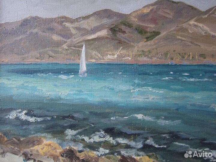 Картина маслом море пейзаж Новороссийск бухта
