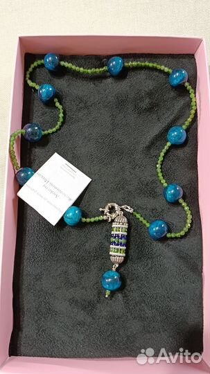 Колье хромдиопсид и тигровый глаз