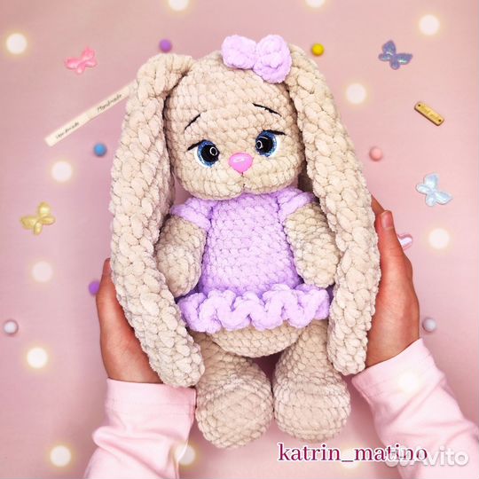 Вязаная зайка мишка, вязаная игрушка ручной работы