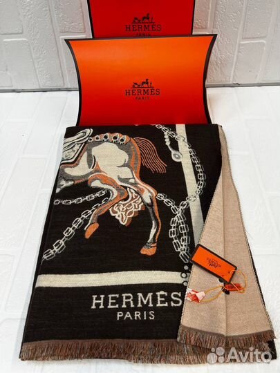 Черный кашемировый шарф Hermes 180/70