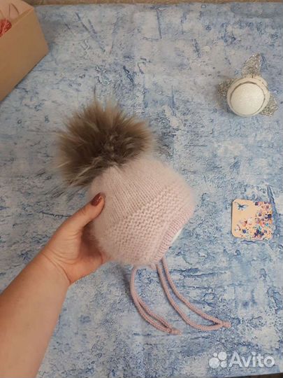 Шапочка вязанная двойная зимняя