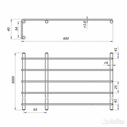 Сетчатая полка 400*2190