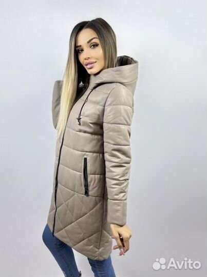 Пуховик натуральная кожа