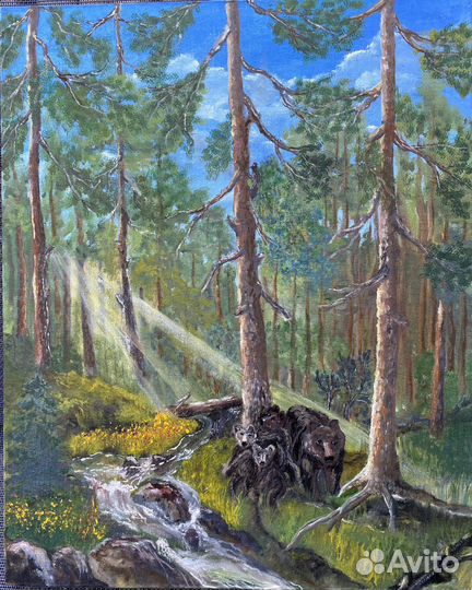 Картина - «Мишки в лесу»