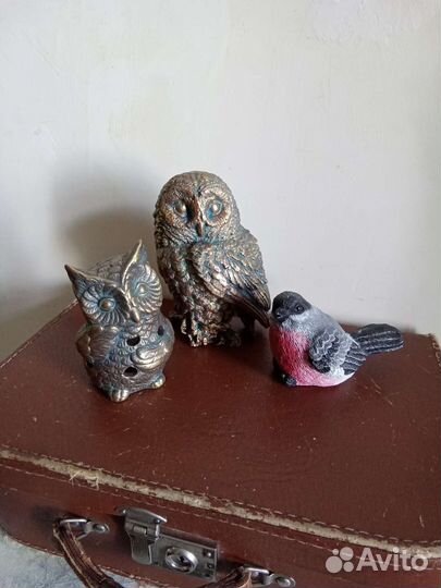 Фигурки статуэтки птиц. Сова, снегирь