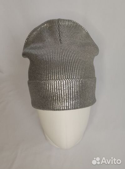 Шапка бини новая женская с эффектом металлик