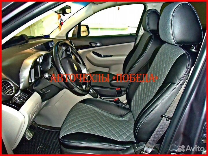 Чехлы Chevrolet Orlando из экокожи чёрно-серые Ром