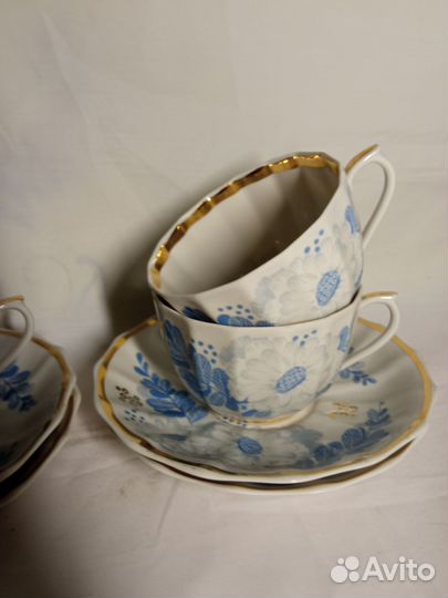 Чайная пара Голубой цветок.Вербилки