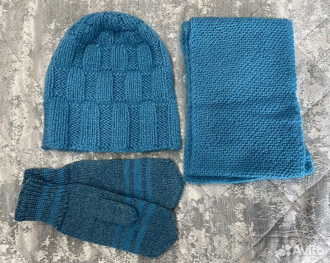 Комплект шапка, шарф и варежки