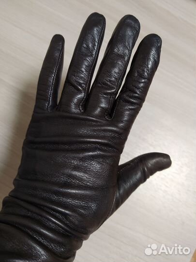 Удлинённые перчатки из телячьей кожи