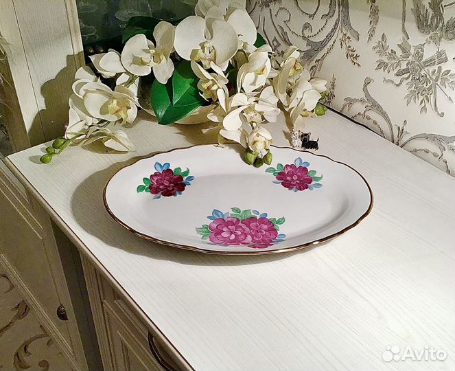 Большое овальное блюдо. Дулево винтаж