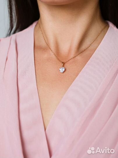 Подвеска на шею золотая 585 с фианитом 
