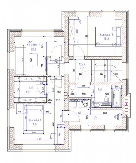 Дом 152,8 м² на участке 11,6 сот.