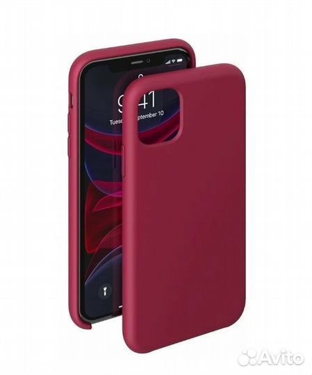 Silicone Case с защитой камеры iPhone 11 красный