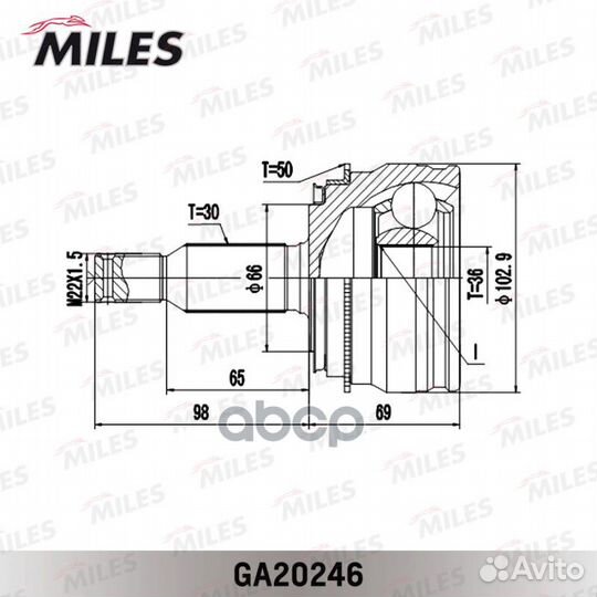 Шрус наружный левый/правый misubishi pajero 3.2