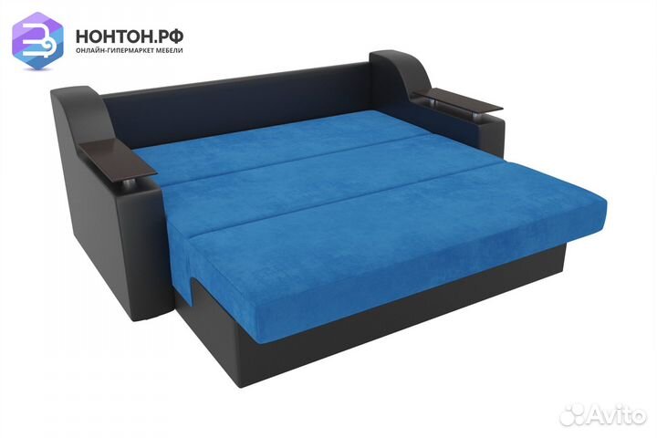 Диван аккордеон Сенатор черный / голубой