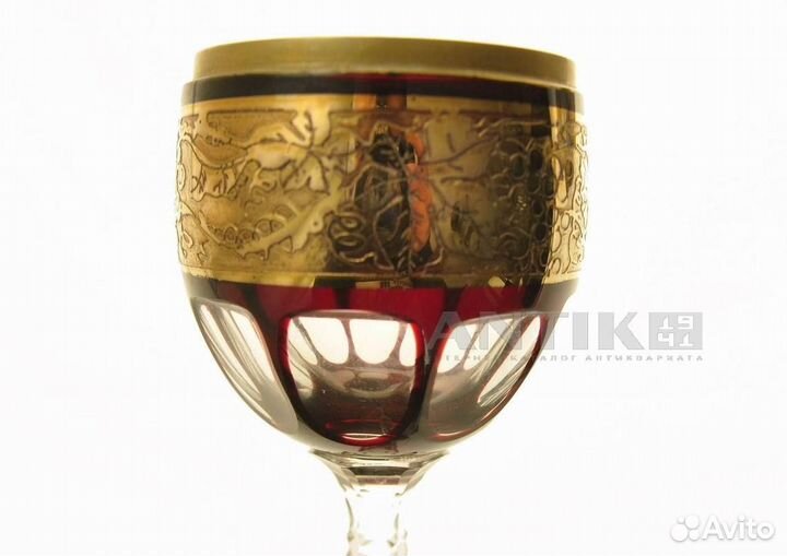 Винтажная рюмка из расписного стекла. Чехия