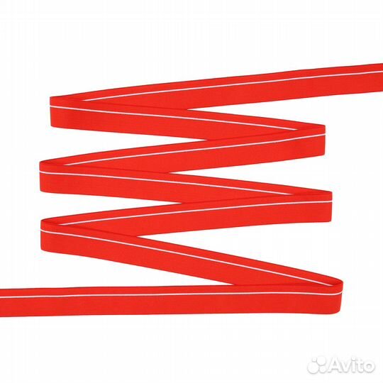 Красный/белая полоса Резинка мягкая тканая 21 г/м