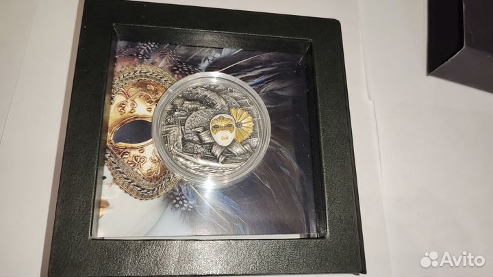 Монета серебро 2 Oz Ниуэ 5 Венецианская маска
