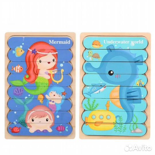 Деревянные пазлы двухсторонние