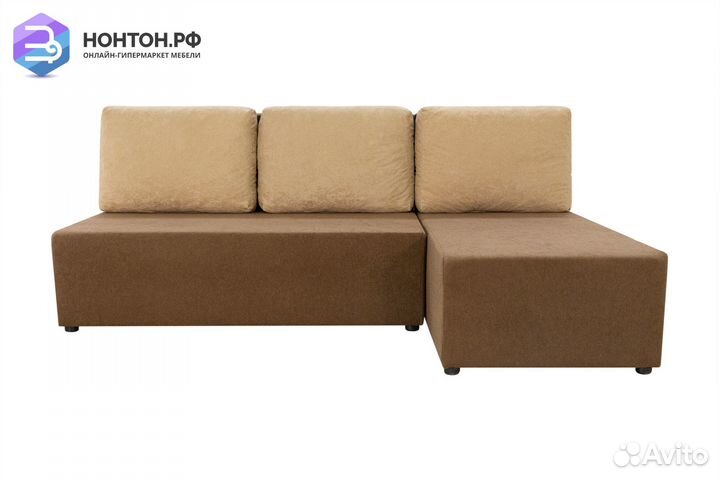 Диван угловой еврокнижка Комо светло-коричневый