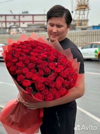 101 роза букет цветы