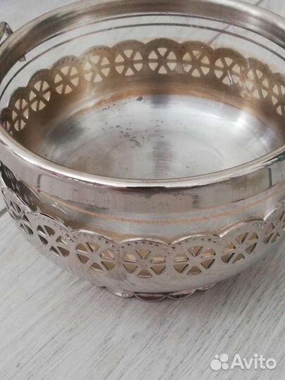 Зелёное стекло, Вазочка, сахарница - конфетница