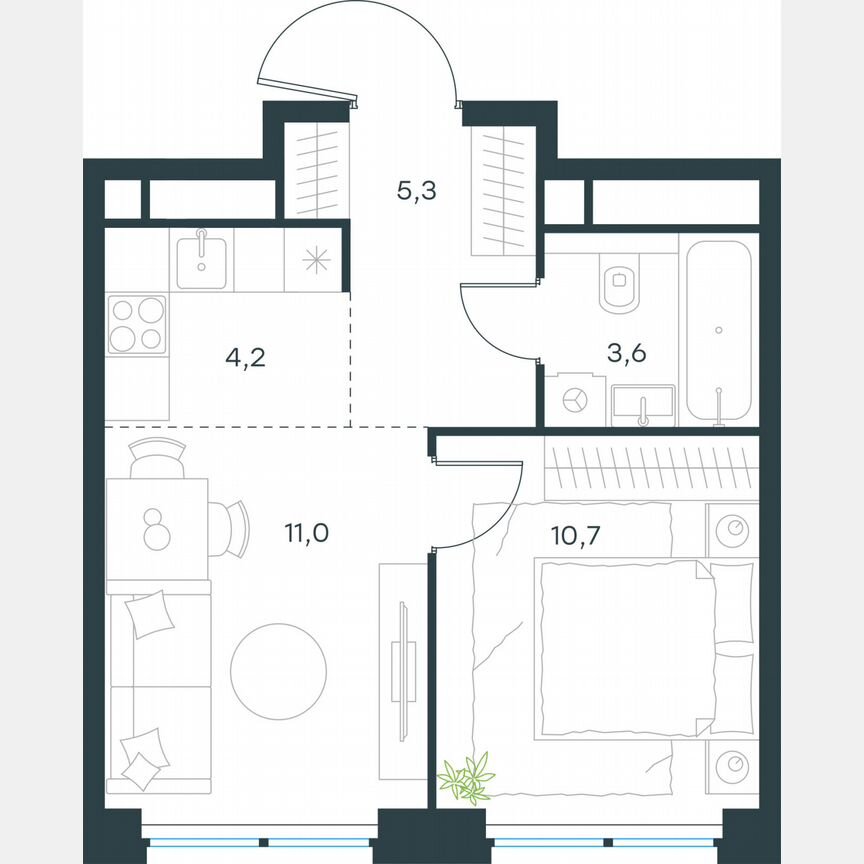 2-к. квартира, 34,8 м², 48/64 эт.
