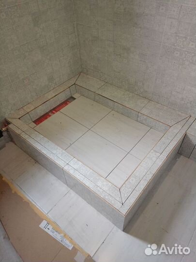 Душевой поддон плитка, фартук кухни, врезка мойки