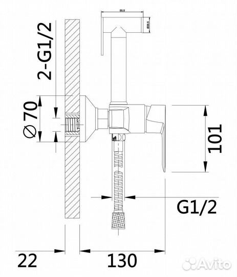 Смеситель c гигиенической лейкой Hansen H23018 хром
