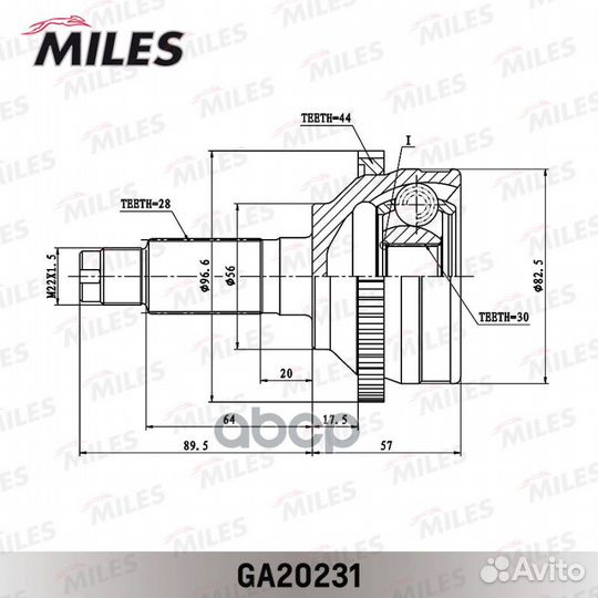 ШРУС наружный mazda 626 2.0 97-02 (с ABS) (GKN