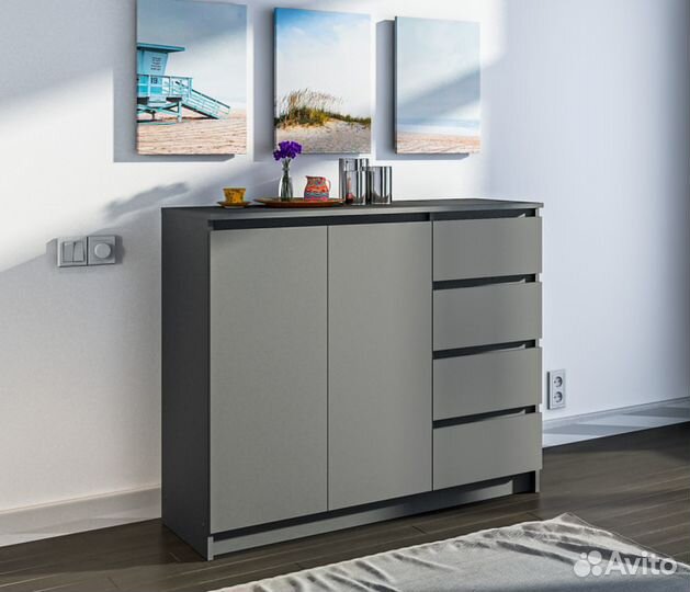 Леон сб-3291 Комод Диамант серый
