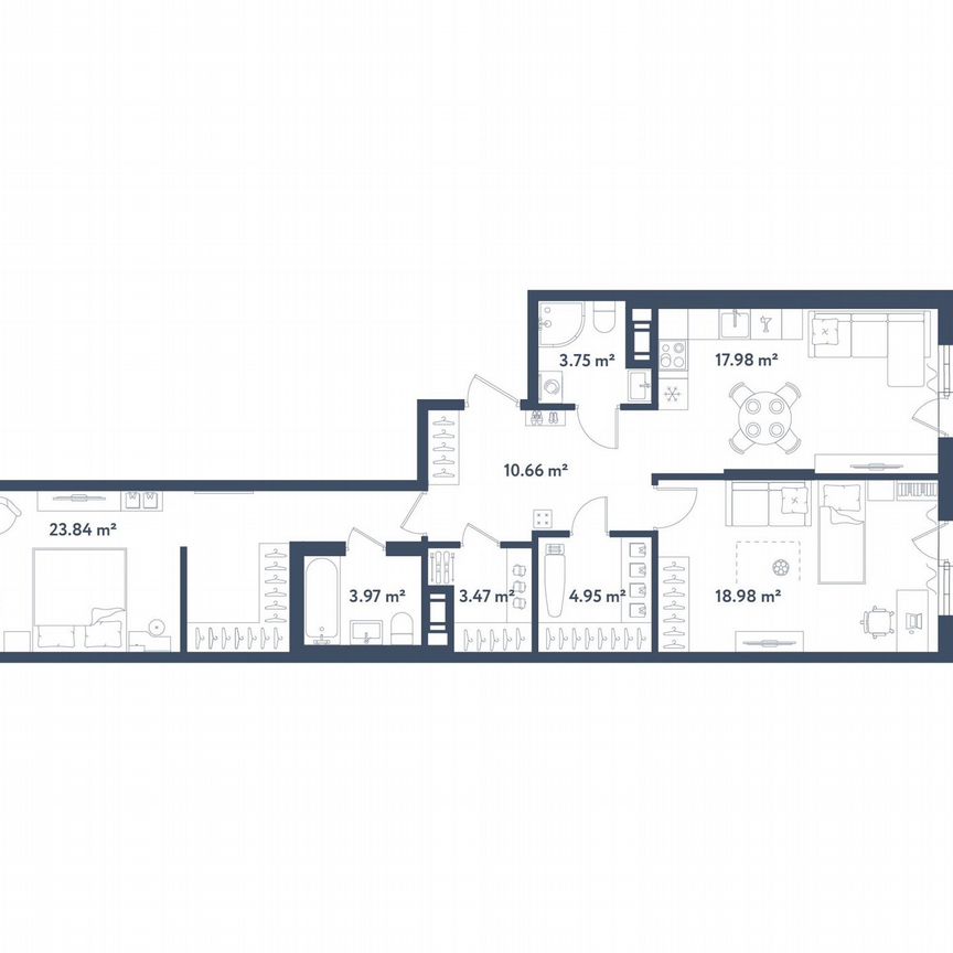 2-к. квартира, 91,6 м², 5/11 эт.