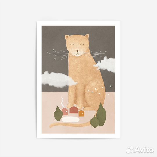 Интерьерный постер с котом