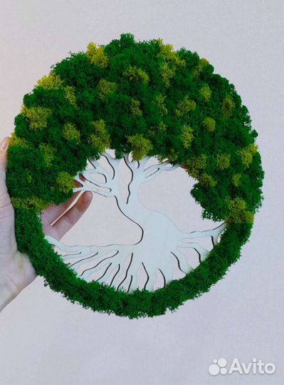 Панно деревянное с мхом (стабилизированный мох)