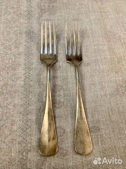 Вилки парные 2 шт, серебрение, до 1918 г
