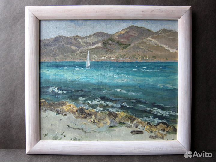 Картина маслом море пейзаж Новороссийск бухта