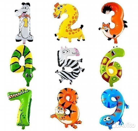 Шар цифры день рожденье 1, 2, 3, 4, 5, 6, 7, 20,30