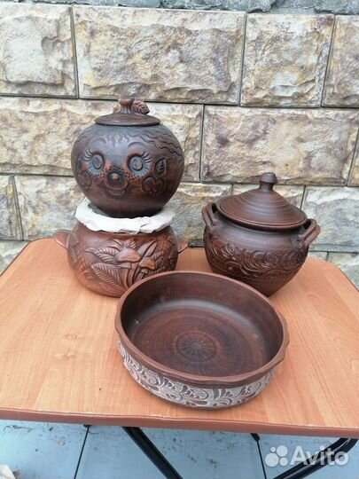 Горшок для запекания красная глина