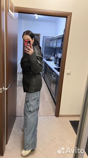 Винтажная кожаная куртка, 46 размер