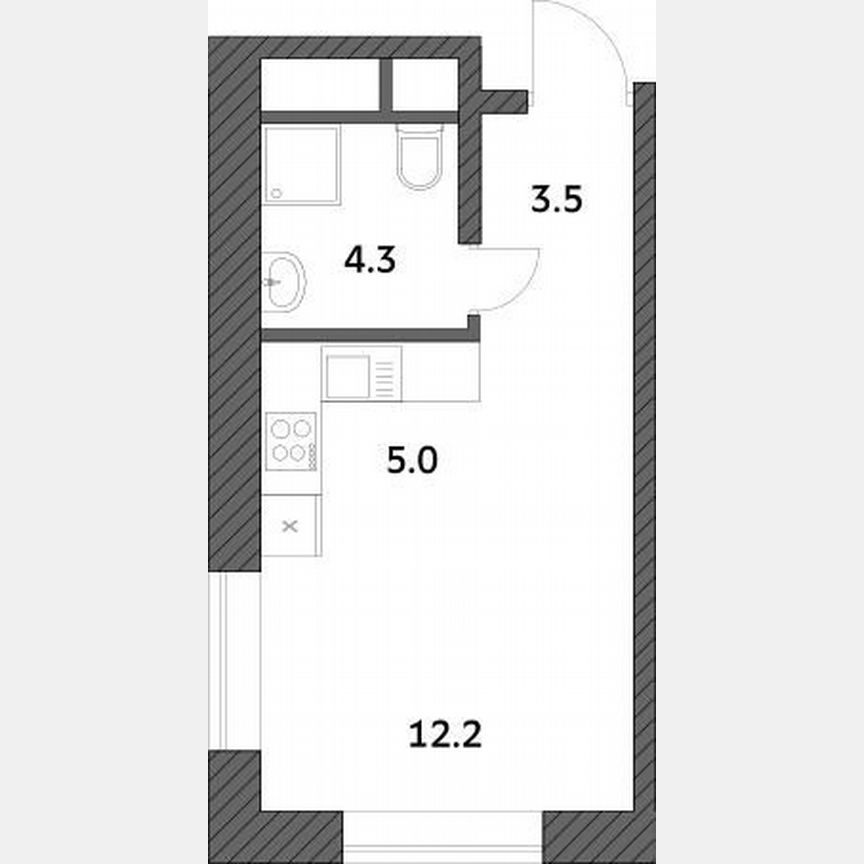 Квартира-студия, 25 м², 13/19 эт.