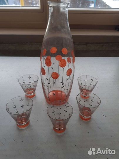 Графин со стопками советский стеклянный