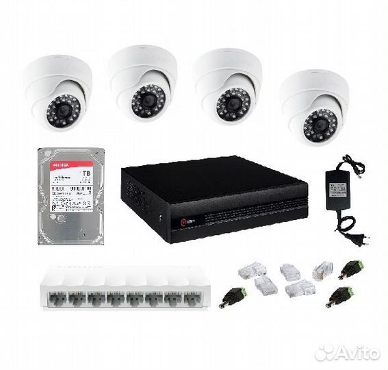 Комплект IP видеонаблюдения на 4 канала