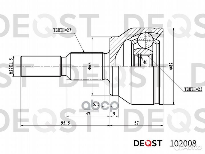 ШРУС наружний ford focus III 04.11- 102008 deqst