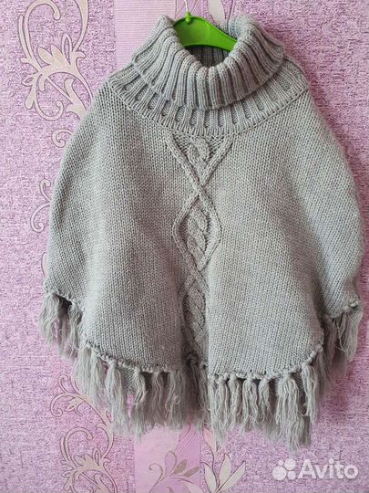 Пончо кофта на девочку накидка